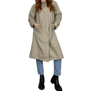 Vintage 90s Dry Dock Neutral Tan Oversized Size 10 Longline Raincoat/Trench Coat